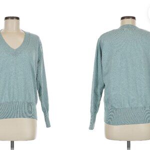 A New Day Blue V-Neck Sweater Lightweight Knit